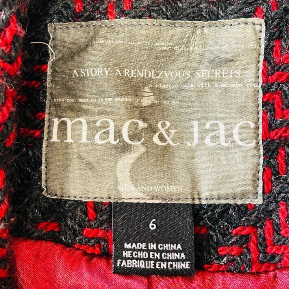 Mac & Jack Plaid Wool Blend Peacoat Sz 6 Red Black Double Breasted Lined Jacket - Picture 11 of 14